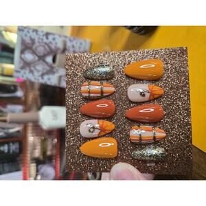 Fall pumpkin spice plaid press on nails custom made